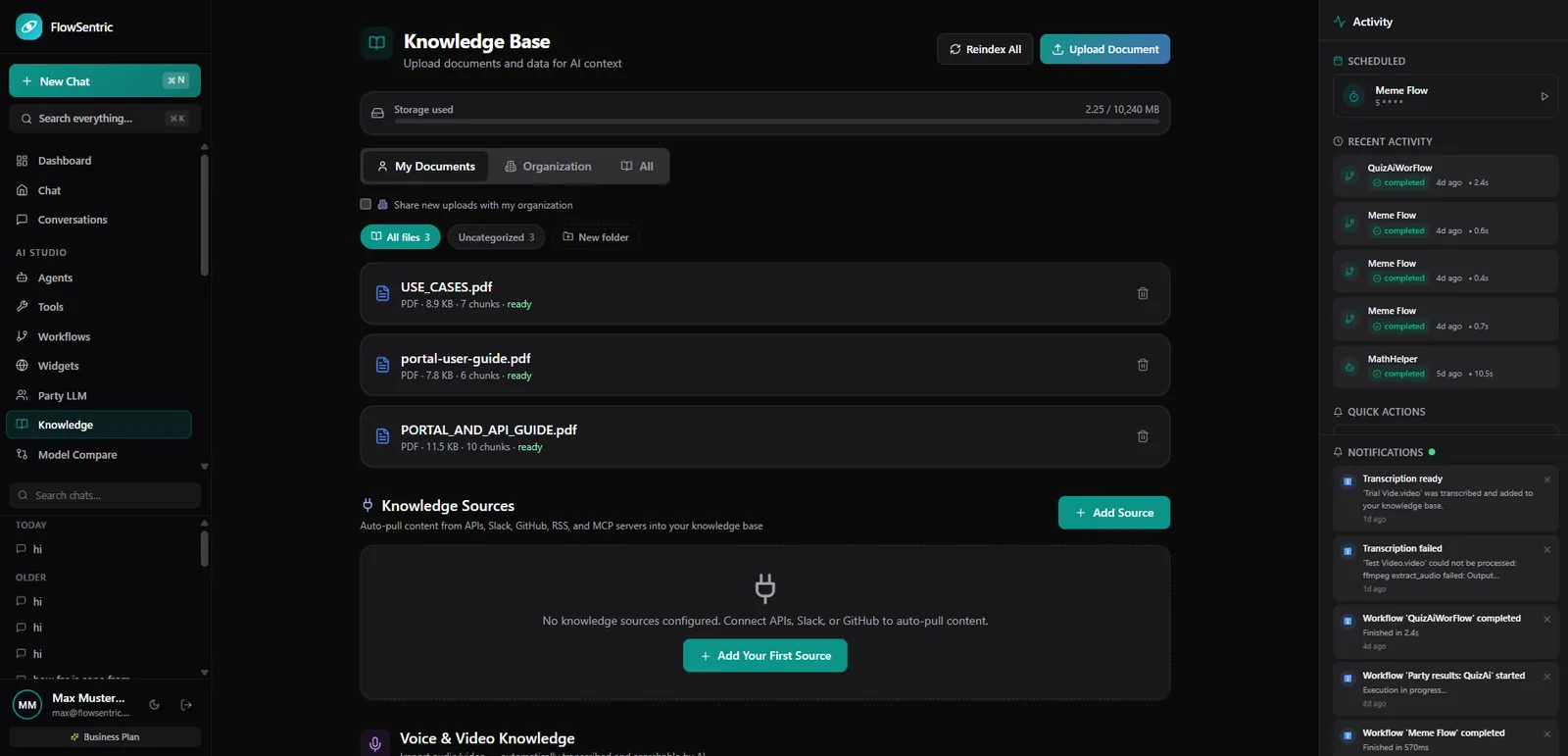 FlowSentric knowledge base