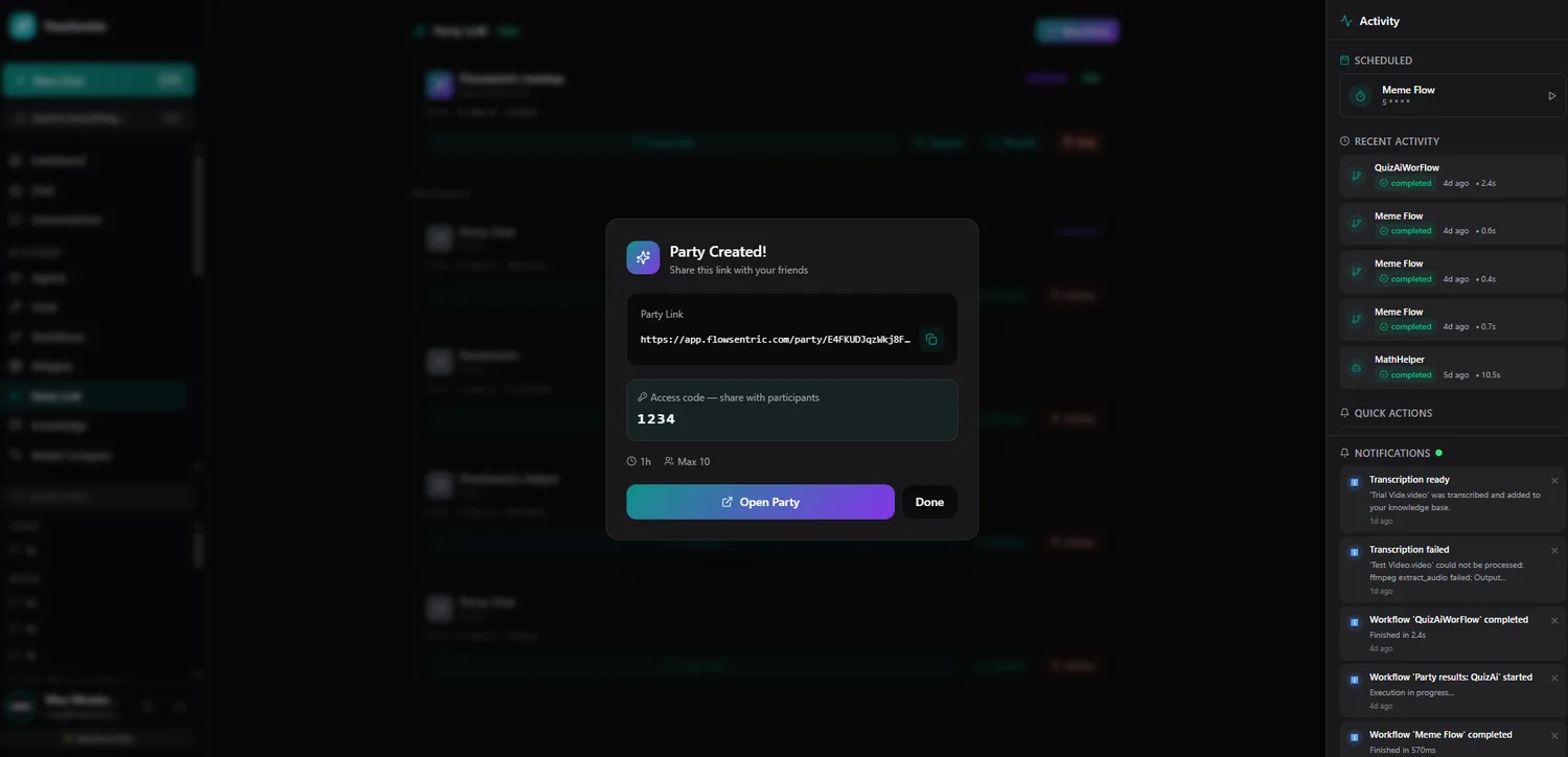 Create and share an AI Session with a link and access code