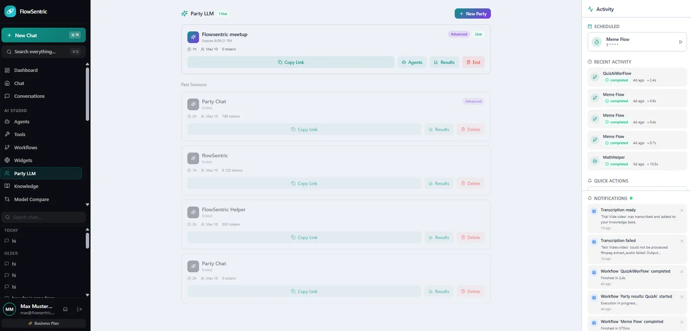 Manage live and past AI Sessions and collect results