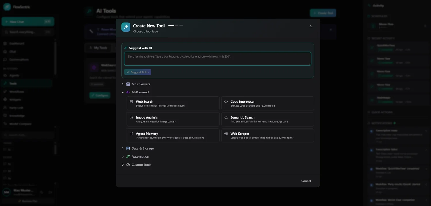 Tools and agents in dark mode